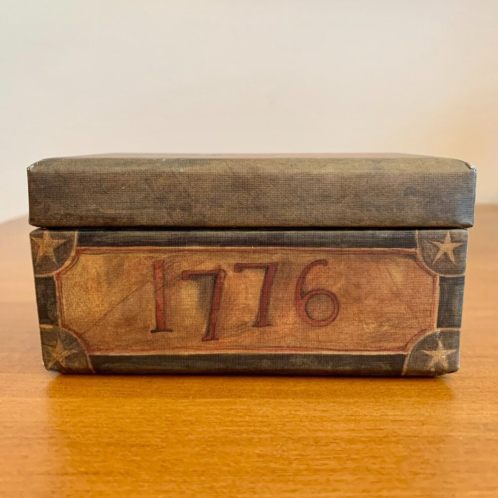 Vintage Lang Bob's Boxes 1776 Old Glory V Hinged Keepsake Box
